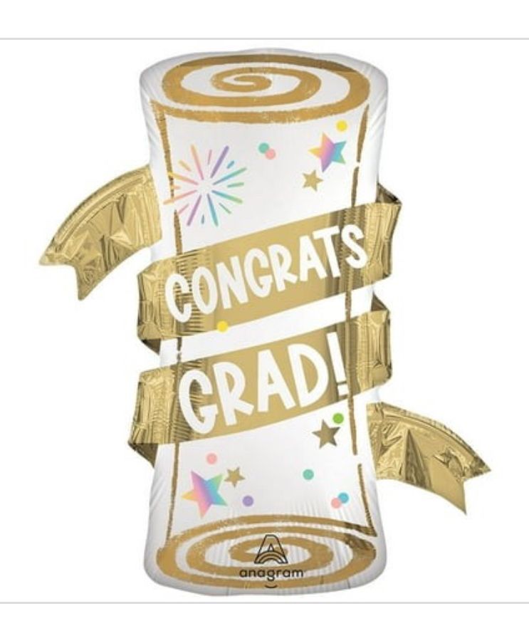 31 Inch Satin Pastel Grad Party Diploma Anagram Foil Mylar Balloon