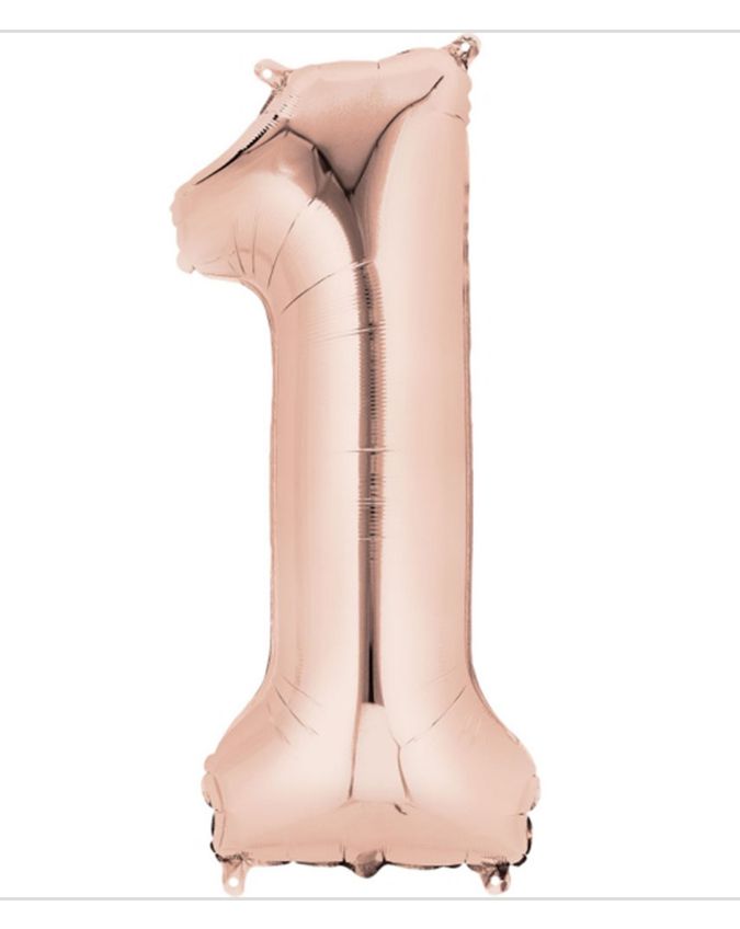 34 in.  Number 1 Balloon, Rose Gold