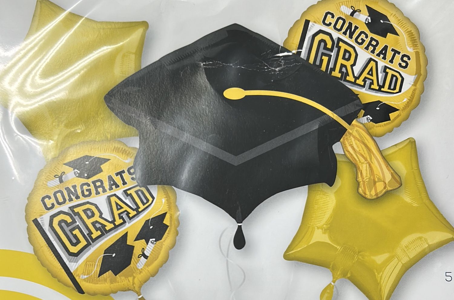 Be True to Your School Colors Graduation Bouquet 5pc Balloon Pack Yellow Black