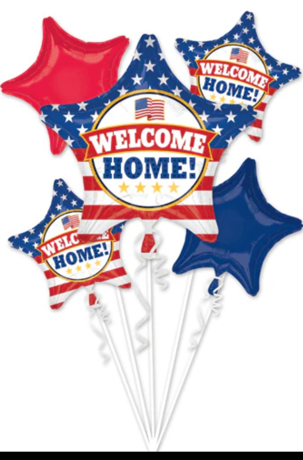Welcome Home Stars and Stripes 5 Balloon Decorative Bouquet