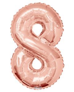 34 in. Number 8 Balloon, Rose Gold