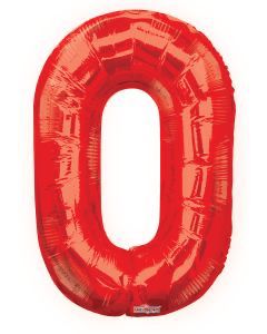 34 Inch Number 0 Red Foil Mylar Balloon