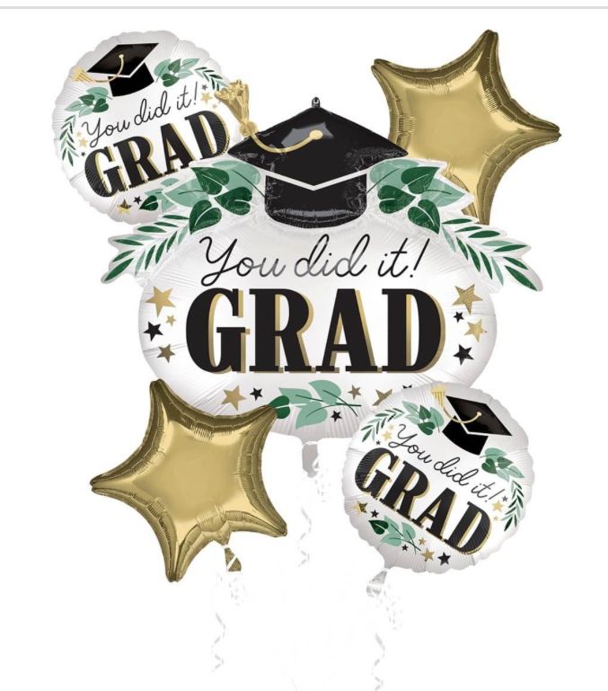 Graduation "You Did It! Grad" Foil Balloon Bouquet, 5Count