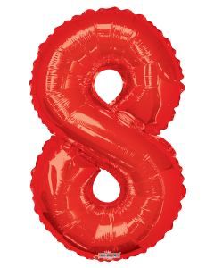 34 Inch Number 8 Red Foil Mylar Balloon