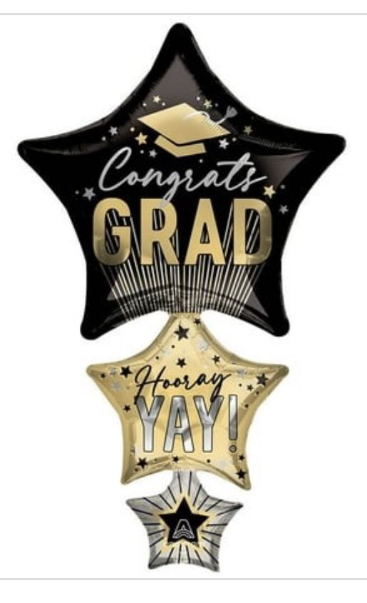 42 Inch Stripes on Stripes Grad Stars Anagram Foil Mylar Balloon