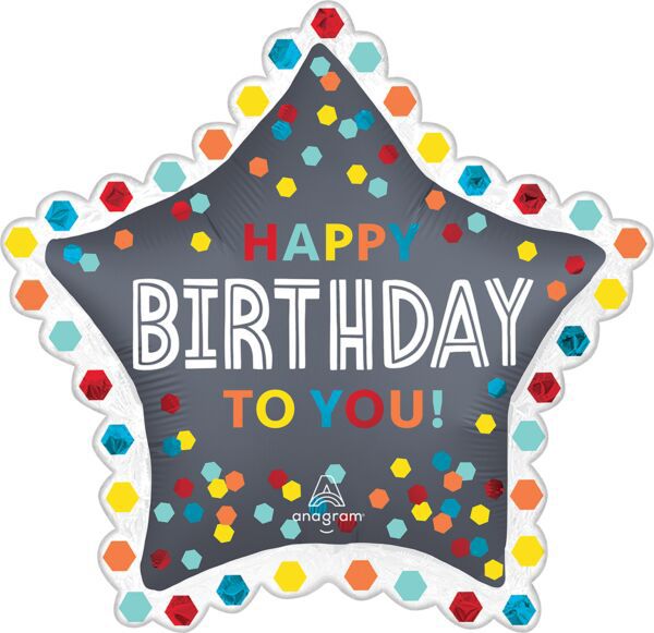 34" Satin Confetti Burst Birthday