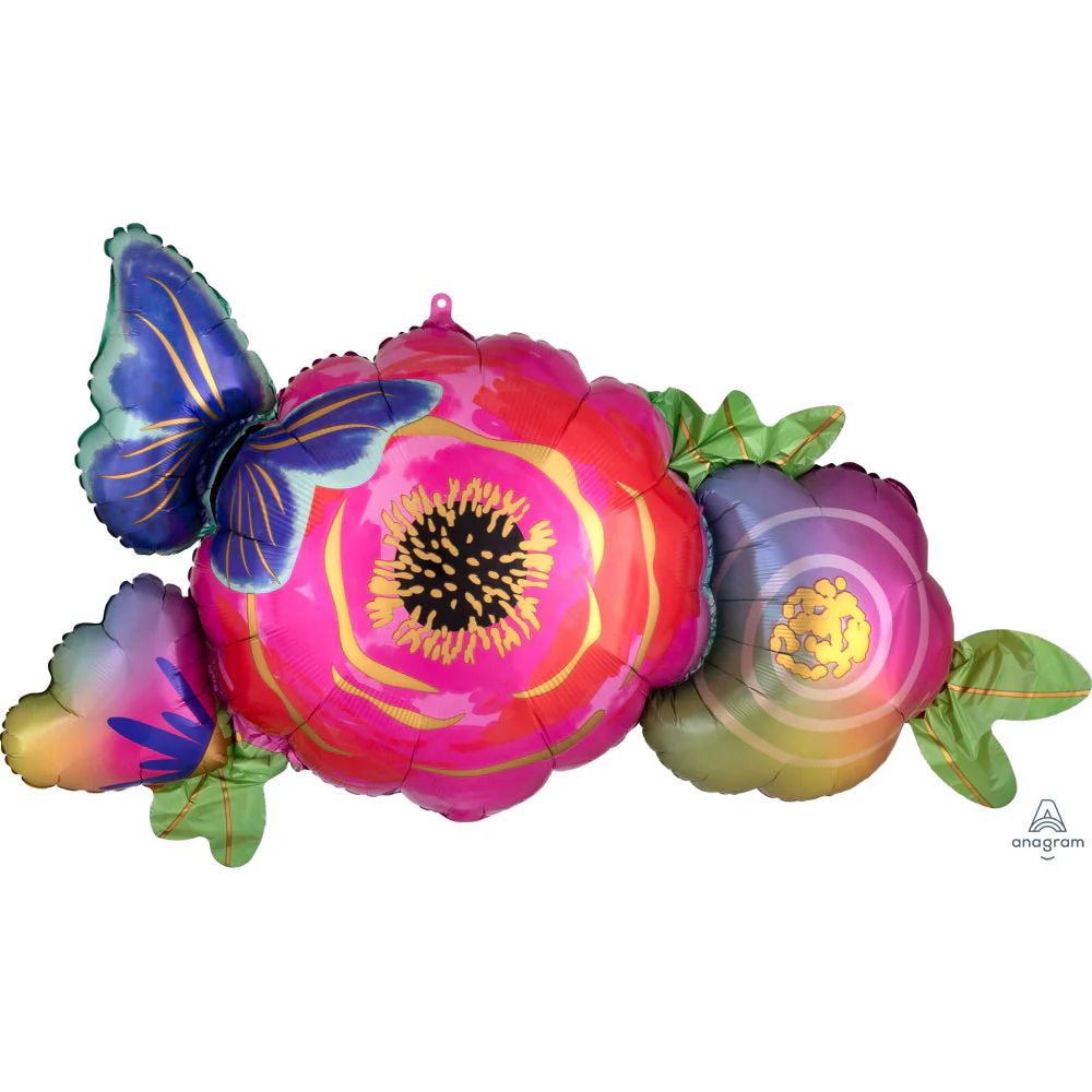 37 inch SATIN INFUSED FLOWERS &amp; BUTTERFLY