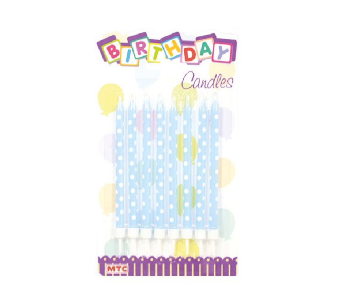 4" Polka Dot Candles Light Blue 8ct