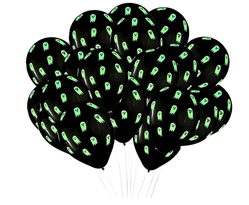 Black &amp; Green Ghost Glow Latex Balloons 12" (15 Count)