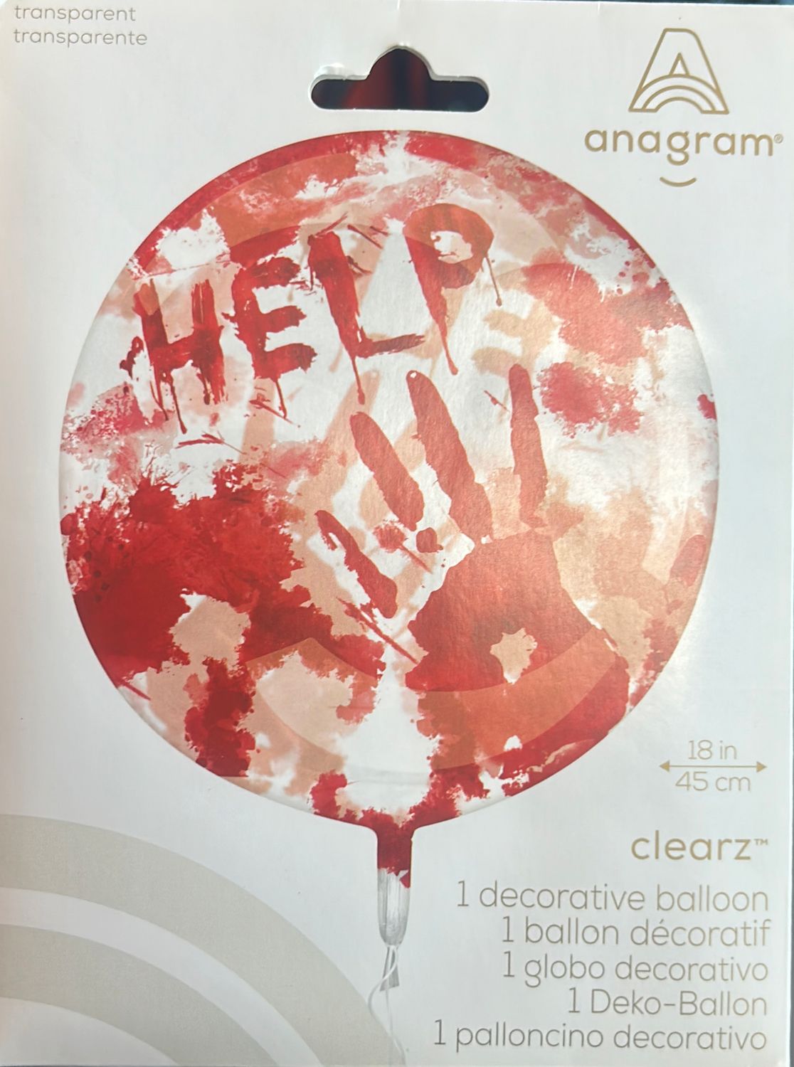 Bloody Handprint Clearz Orb Balloon Halloween