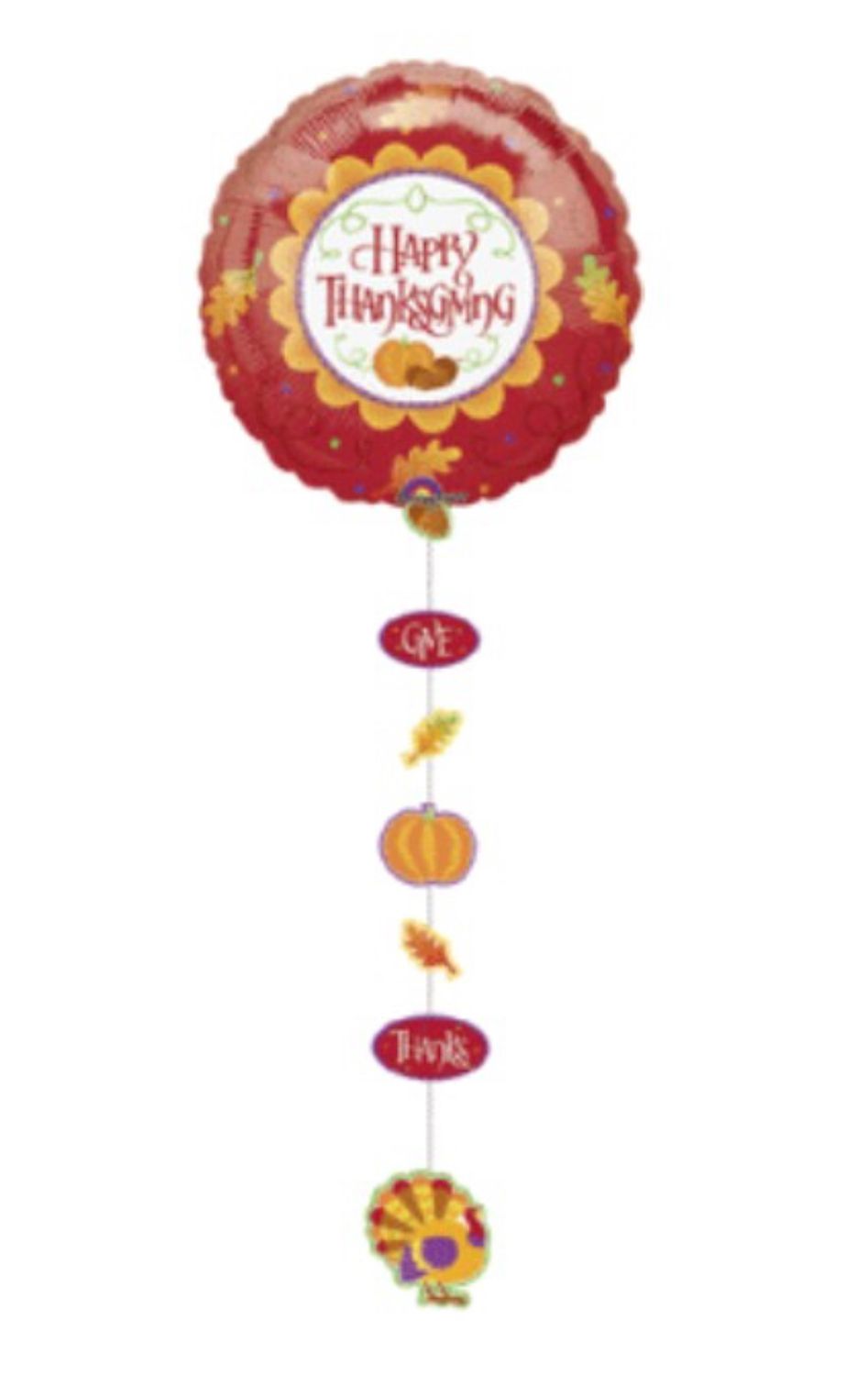 24" Happy Thanksgiving Drop a Line Balloon