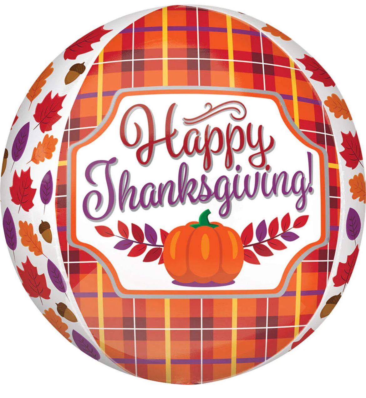 Plaid Thanksgiving Orbz 16" Balloon