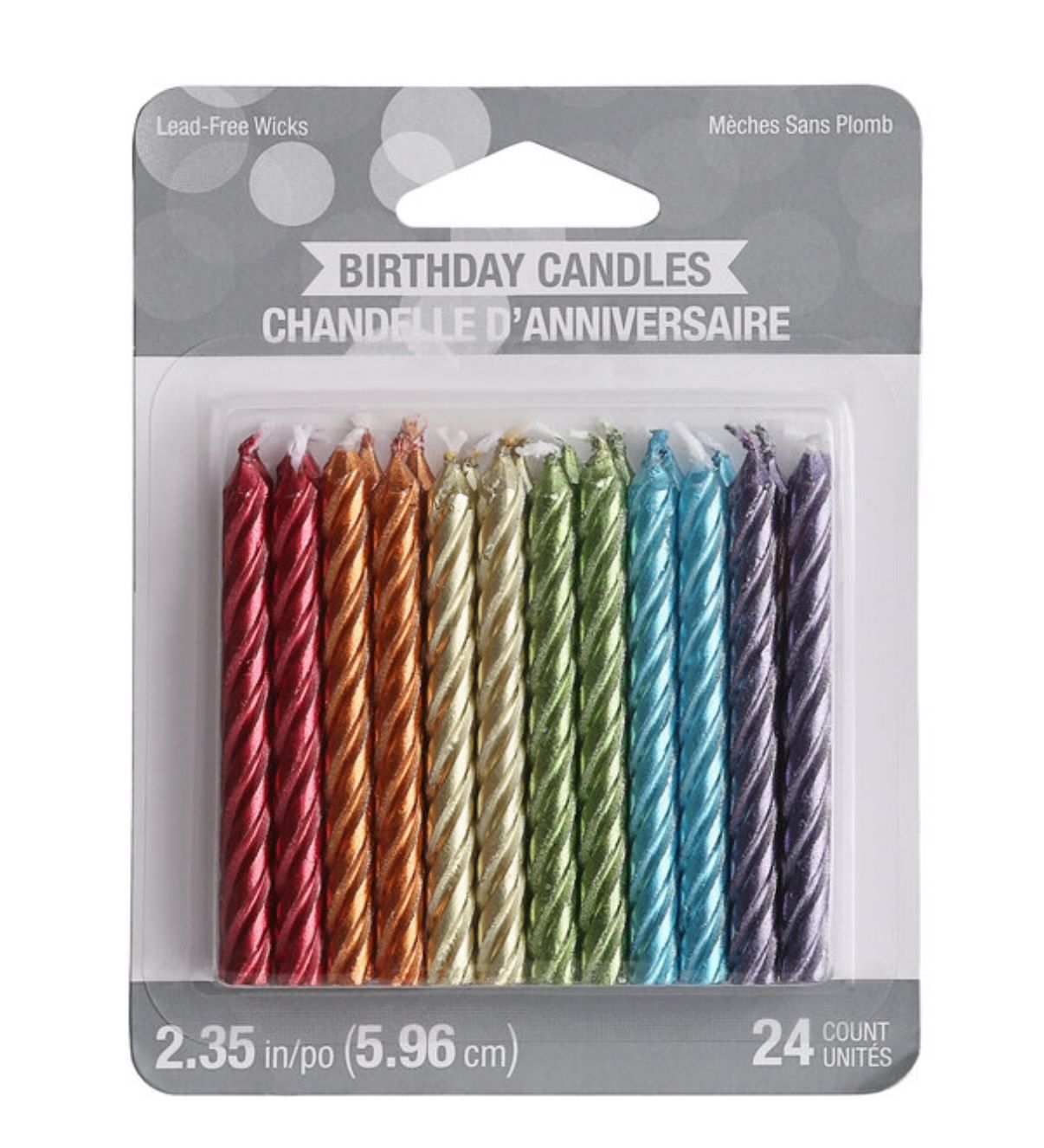 Candles - Spiral Rainbow Metallic - 24PCS