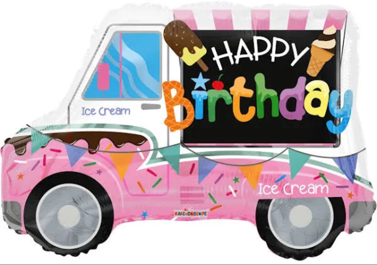 ConverUSA Happy Birthday Pink Ice Cream Truck Balloon 26″