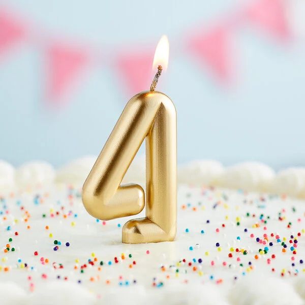 3" Gold "4" Candle