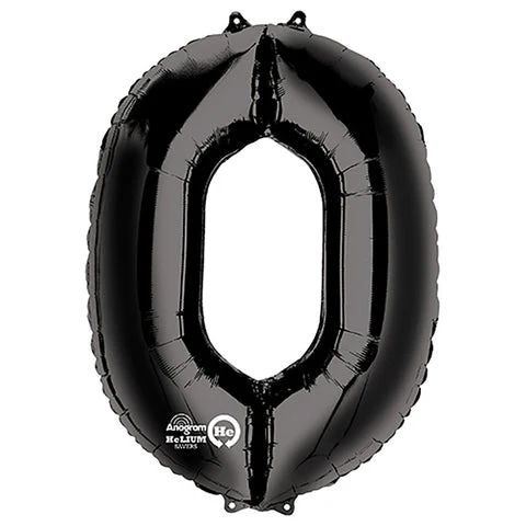 35" Number 0 - Anagram - Black Foil Mylar Balloon