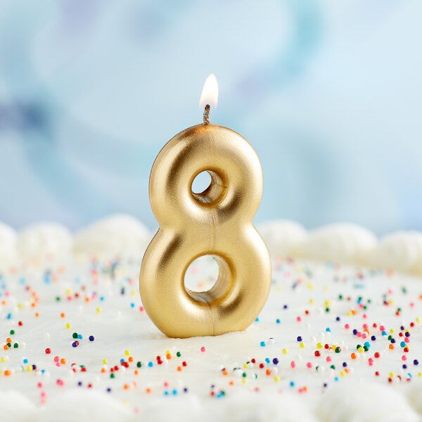 3" Gold "8" Candle