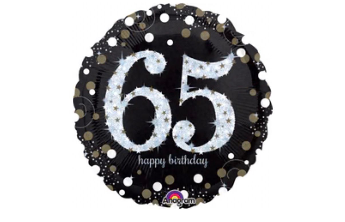 28" Jumbo Sparkling Birthday 65 Balloon