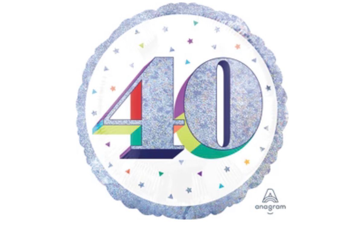 18" Holographic Jumbo Number Balloon Shape 40 Foil Balloon