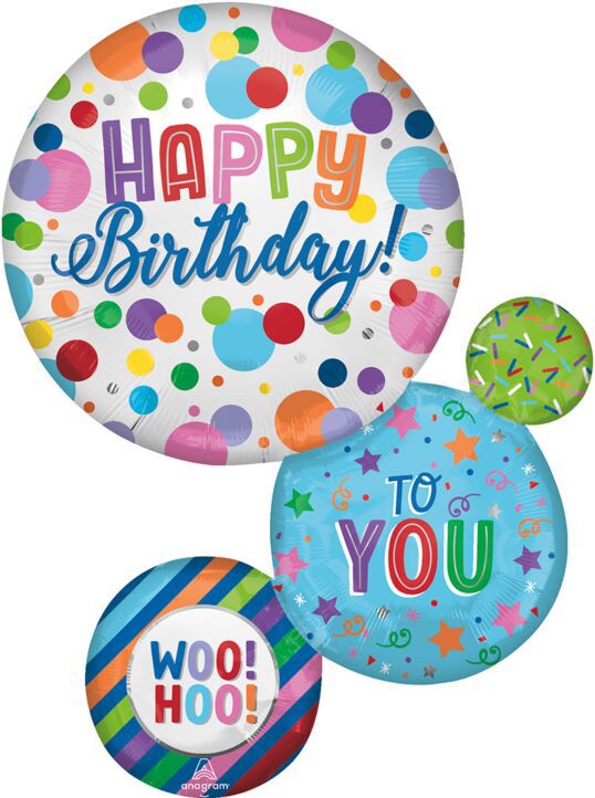 28" Satin Happy Birthday Orbs