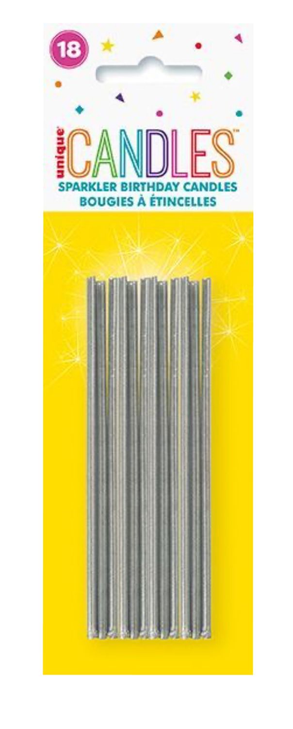 4" Sparkle Candles - Silver 18ct