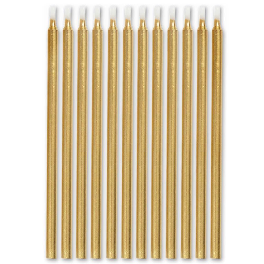 12 GLD BDAY CANDLES-5"