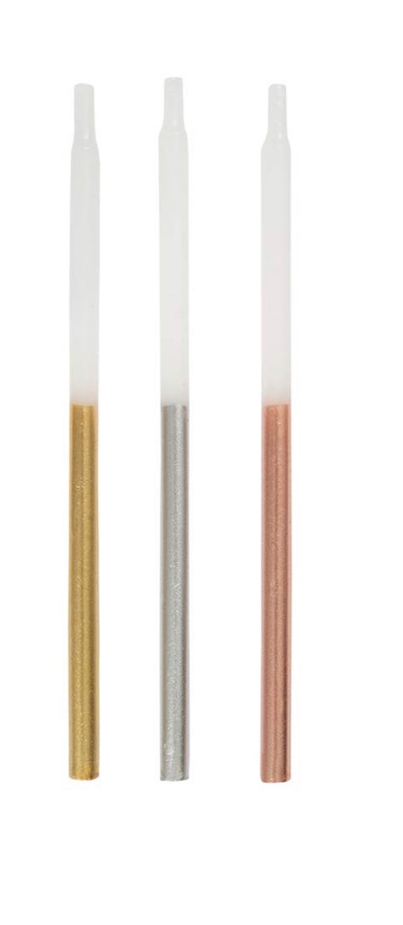 12 Metallic Birthday Candles Assorted 5”