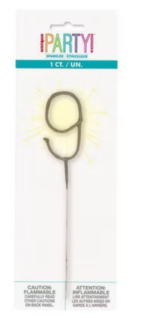 Number 9 Sparkler Candle