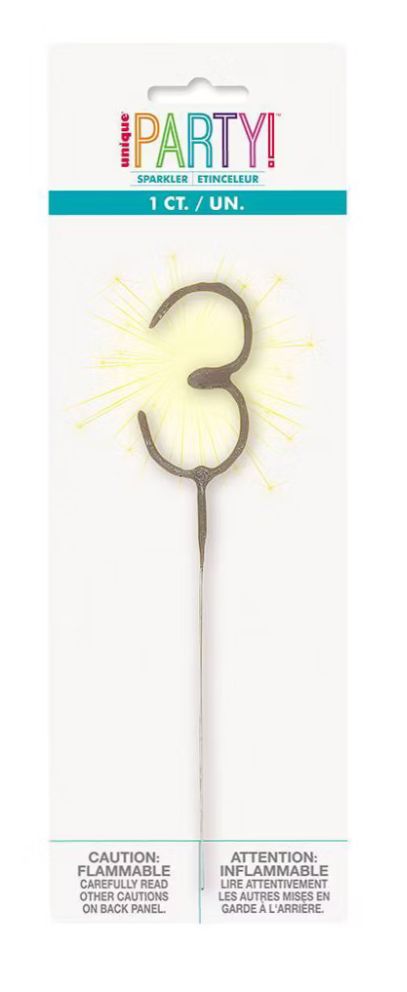 Number 3 Sparkler Candle