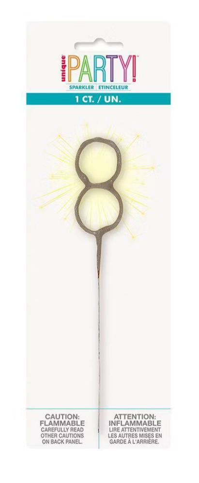 Number 8 Sparkler Candle