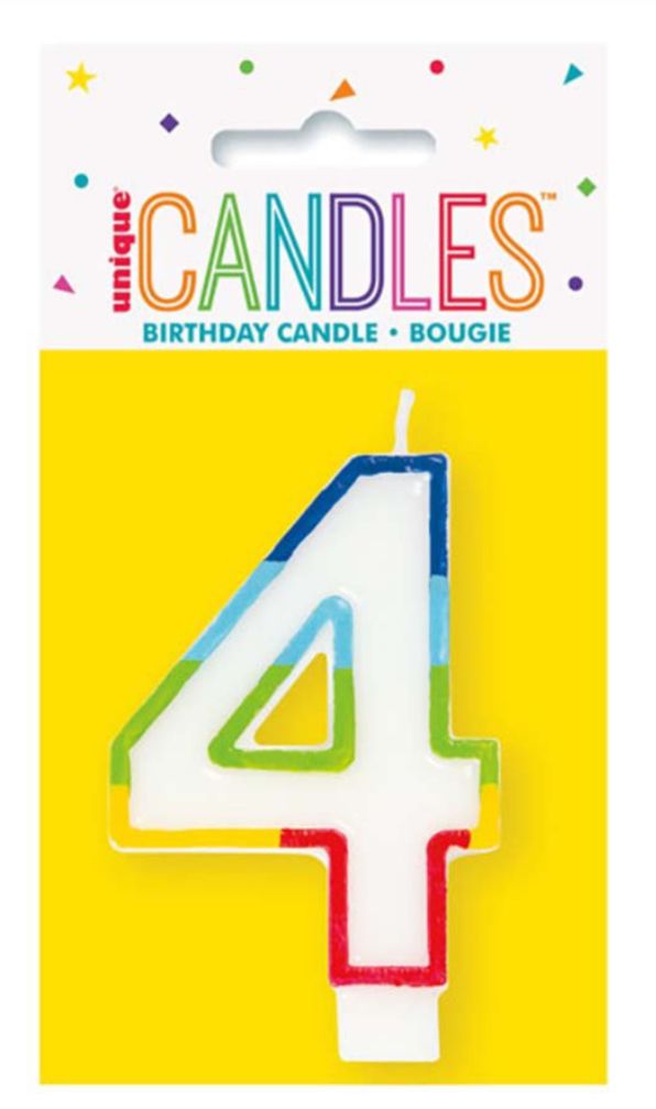 RNBW BRDR NUMBR BDAY CANDLE #4