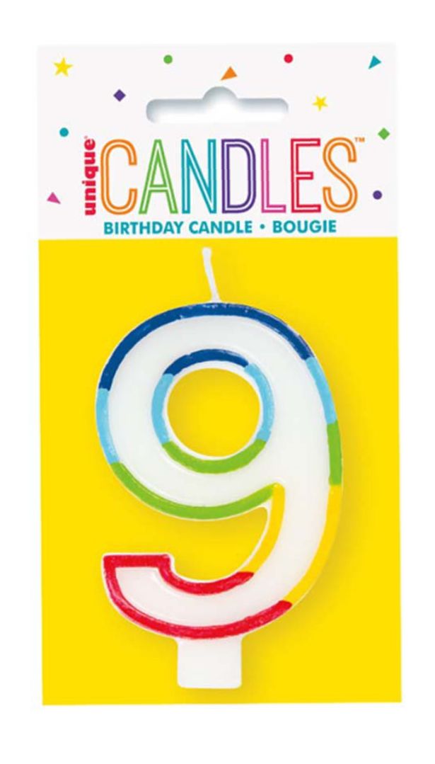 RNBW BRDR NUMBR BDAY CANDLE #9