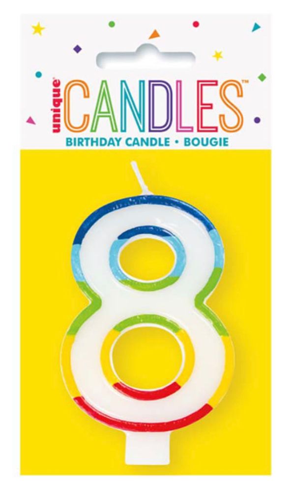 RNBW BRDR NUMBR BDAY CANDLE #8