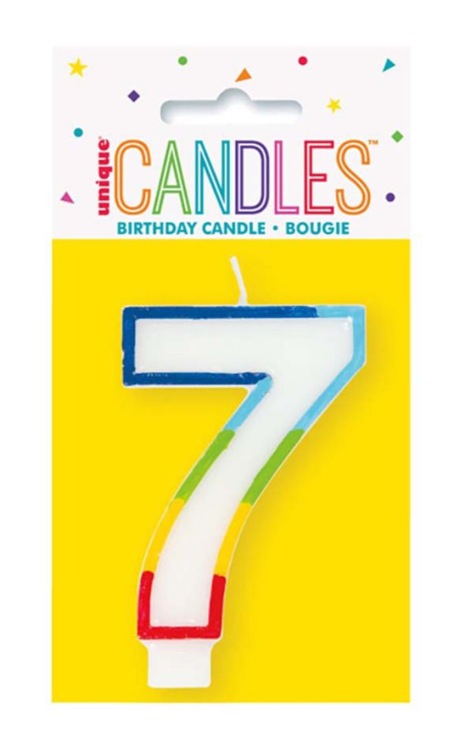 RNBW BRDR NUMBR BDAY CANDLE #7