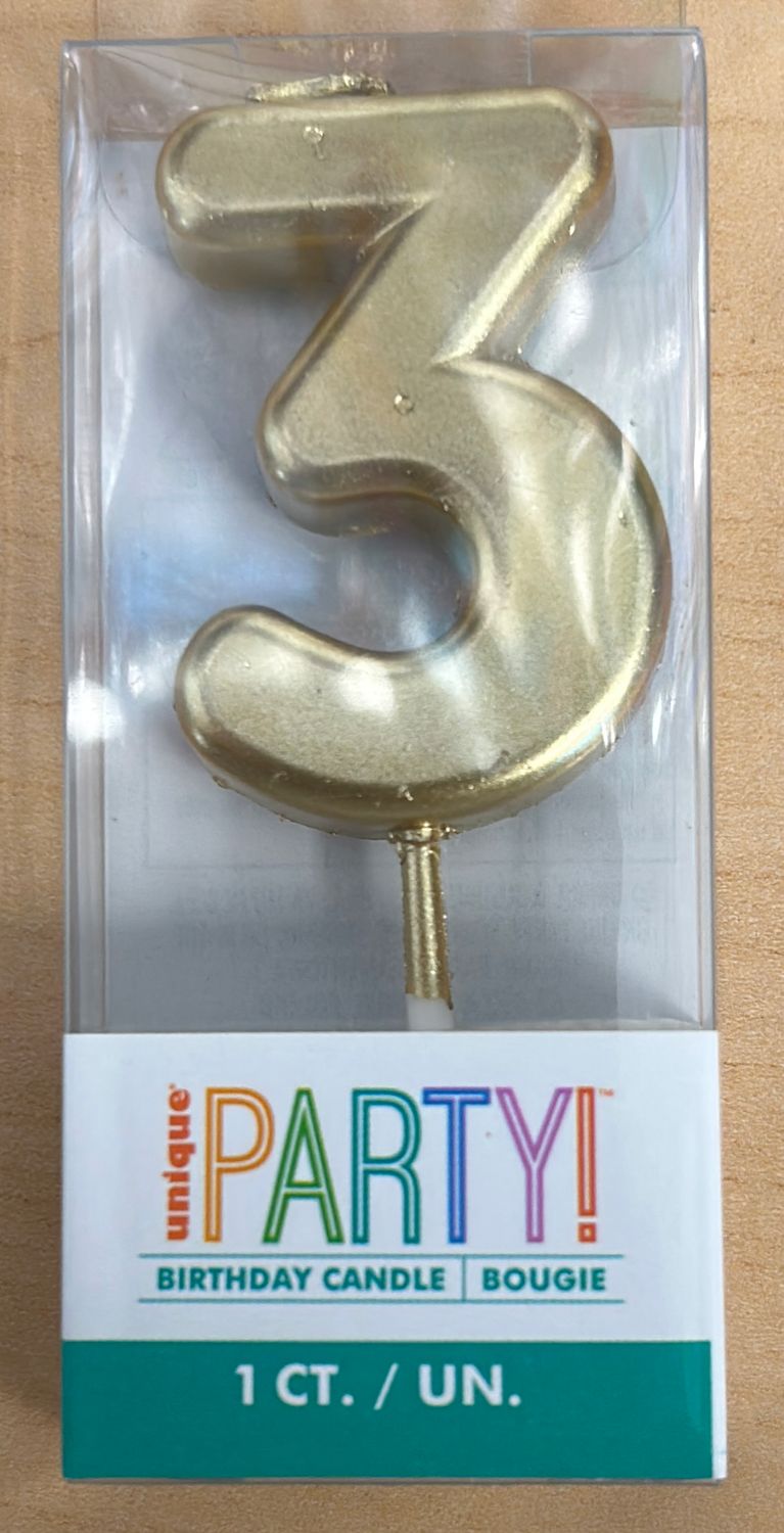 MINI GOLD PICK BDAY CANDLE #3