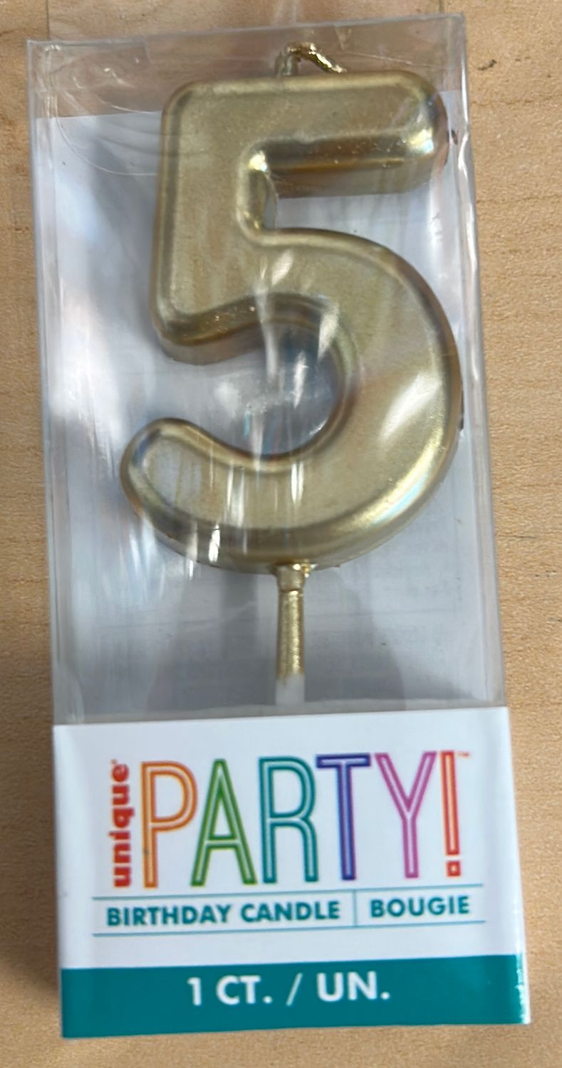 MINI GOLD PICK BDAY CANDLE #5