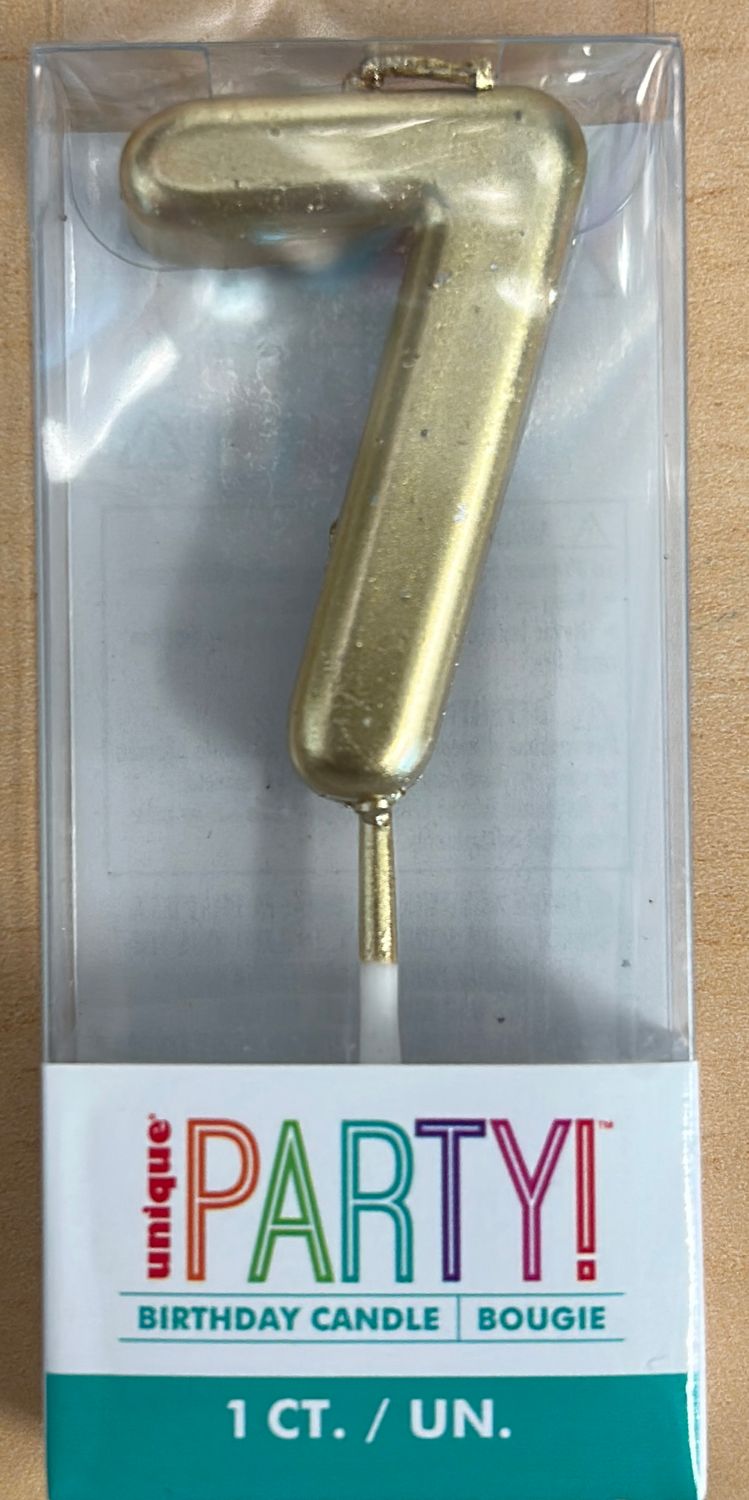 MINI GOLD PICK BDAY CANDLE #7