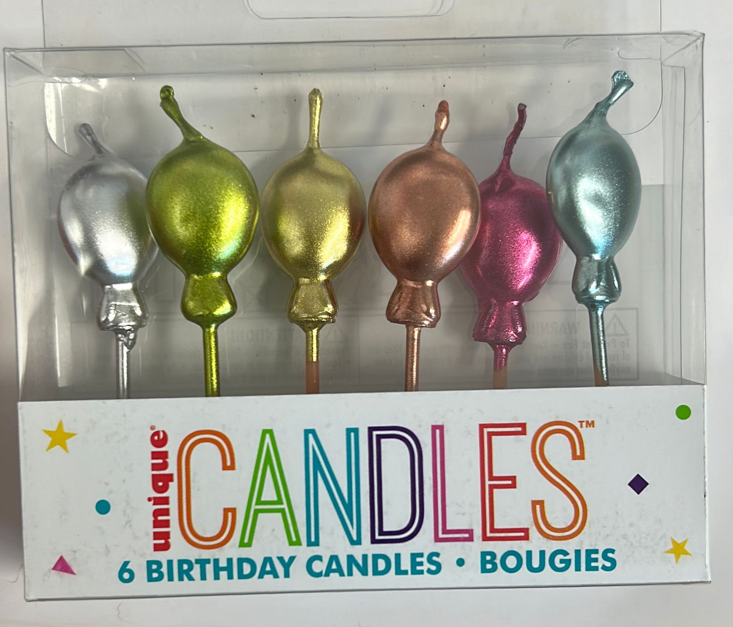 6 METALLIC BALLON CANDLES