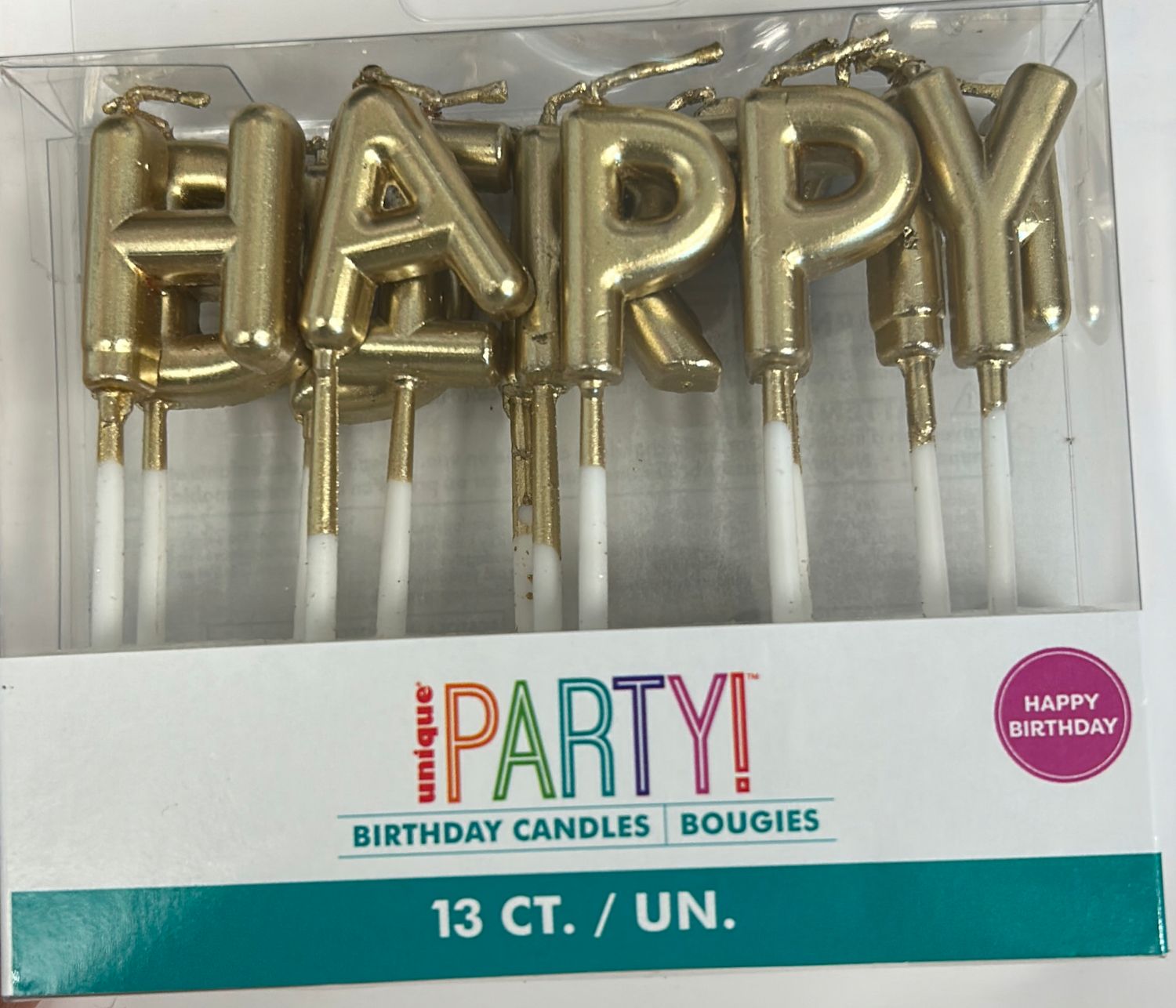 GOLD HBD LETTER CANDLES