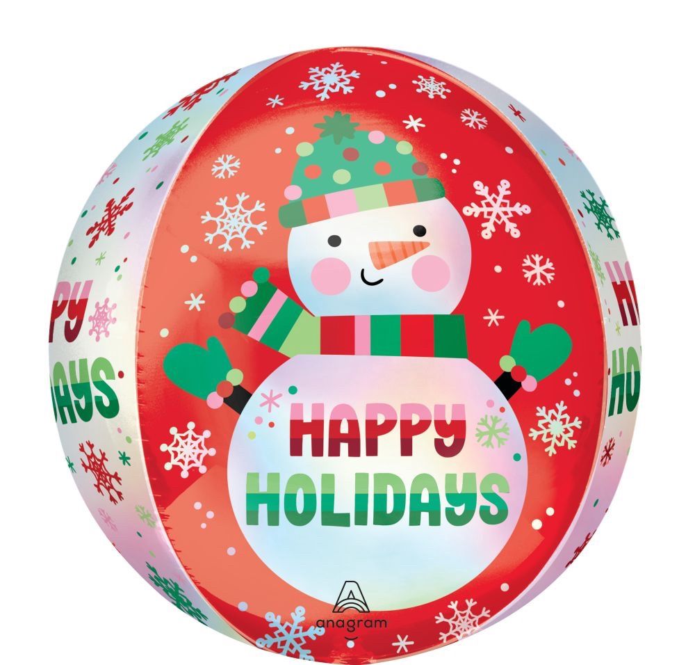 Orbz Happy Holidays Shimmering Snowman Balloon
