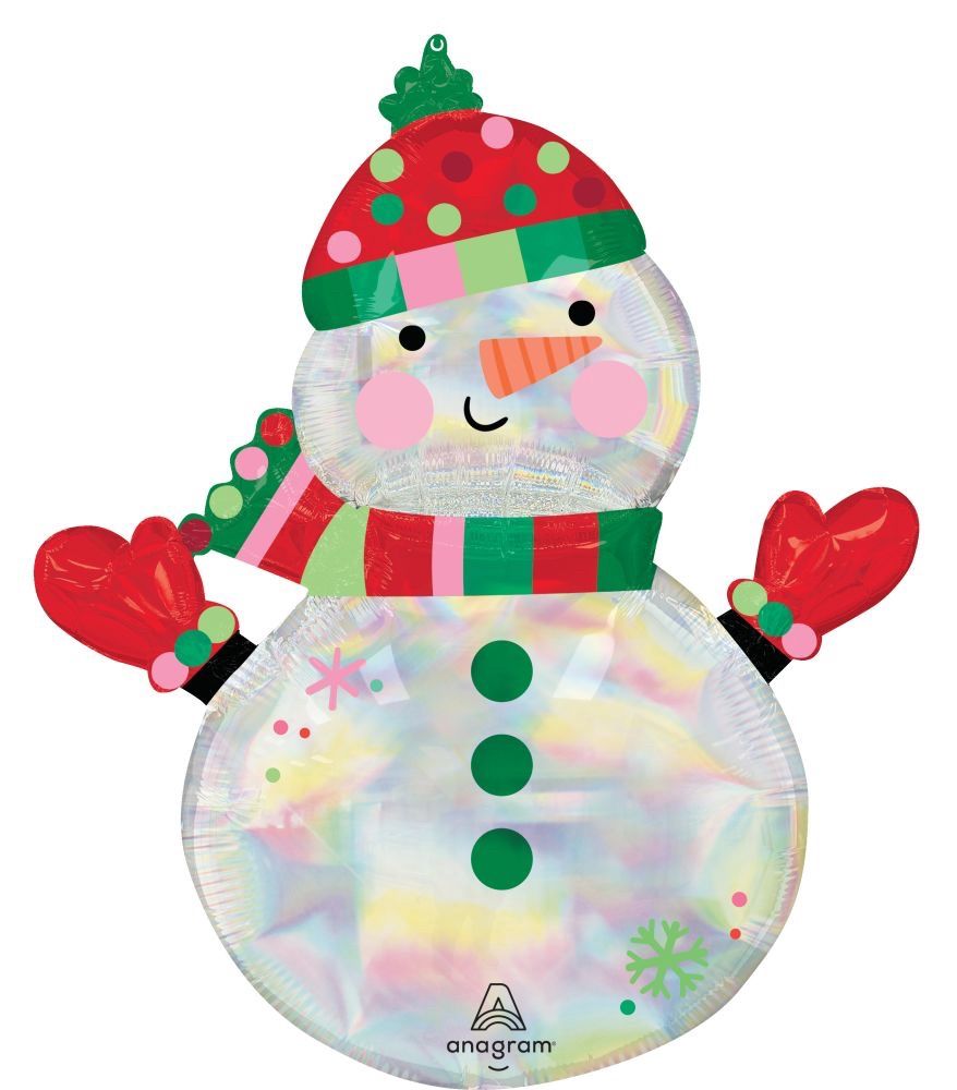 SuperShape Holographic Shimmering Iridescent Snowman Balloon