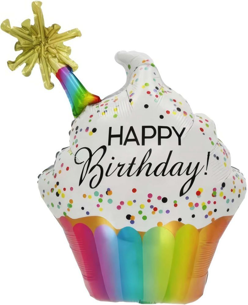 31" Birthday Rainbow Cupcake Balloon Balloon