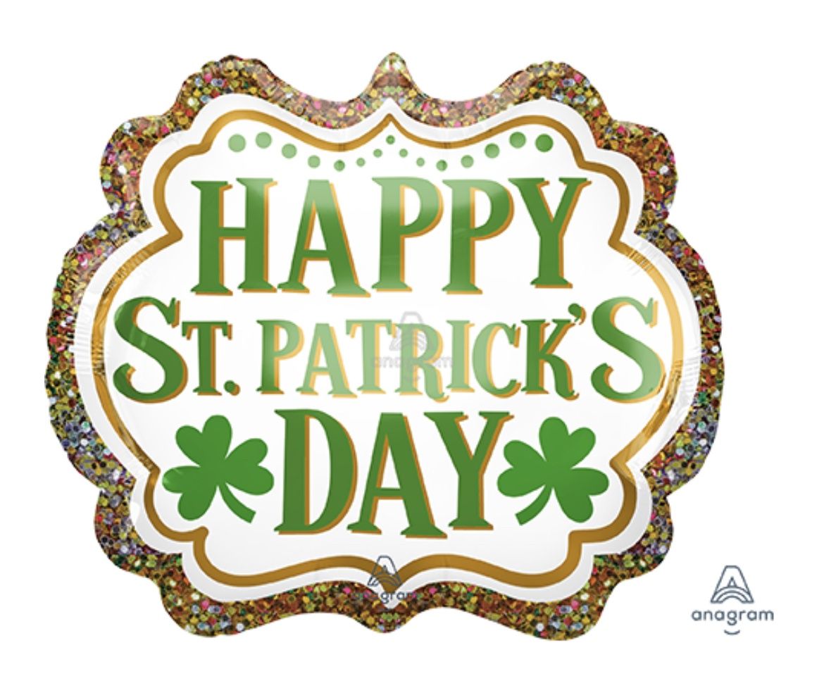 25 Inch Shape St Patrick's Day Glitter Balloon