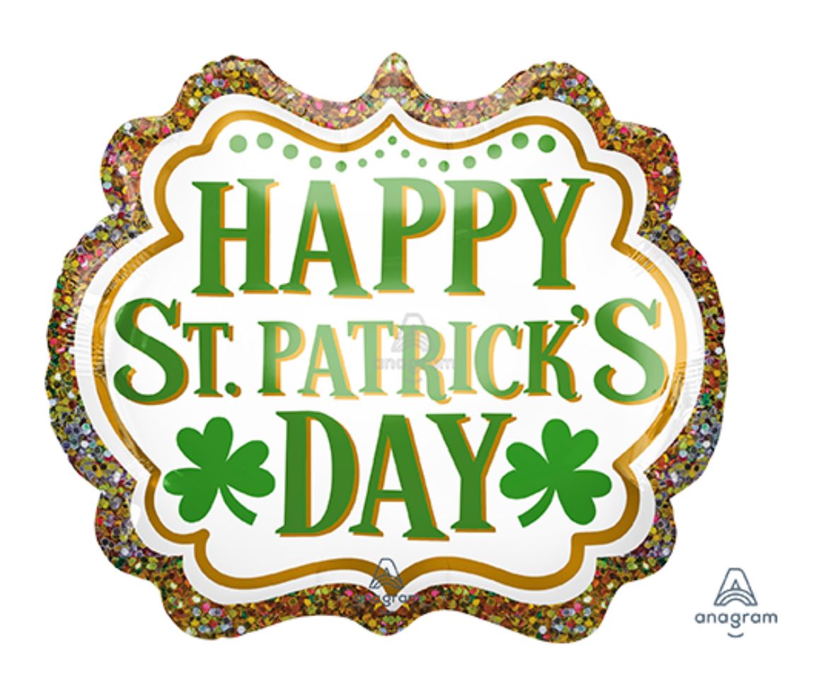 25 Inch Shape St Patrick's Day Glitter Balloon