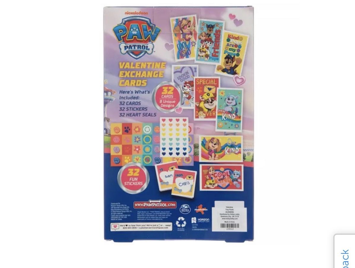 Paw Patrol Sticker Valentines