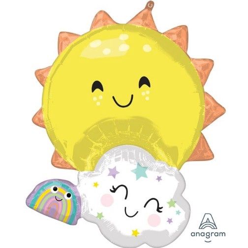 28″ Sun – Cloud – Rainbow Foil Balloon