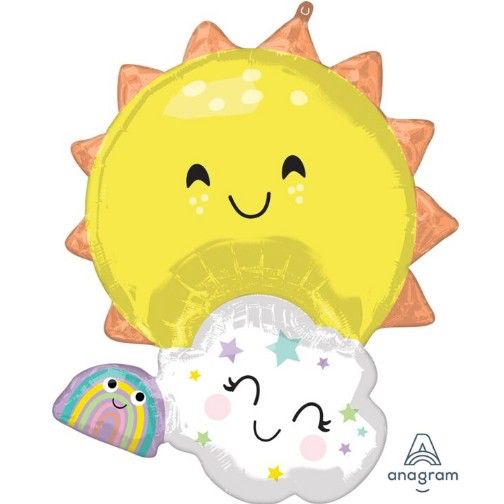 28″ Sun – Cloud – Rainbow Foil Balloon