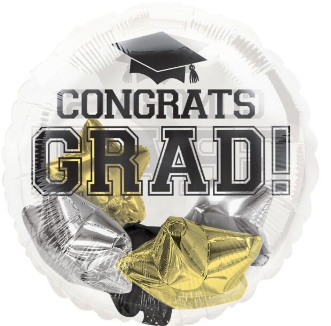 20” Congrats Grad Black, Silver, Gold Stars Insiders