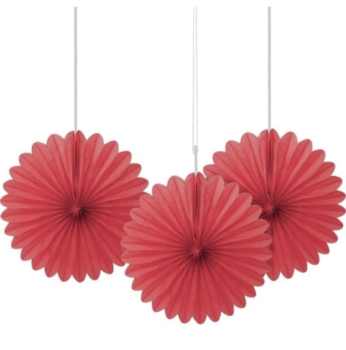 Solid Ruby Red Hanging Tissue Paper Fans