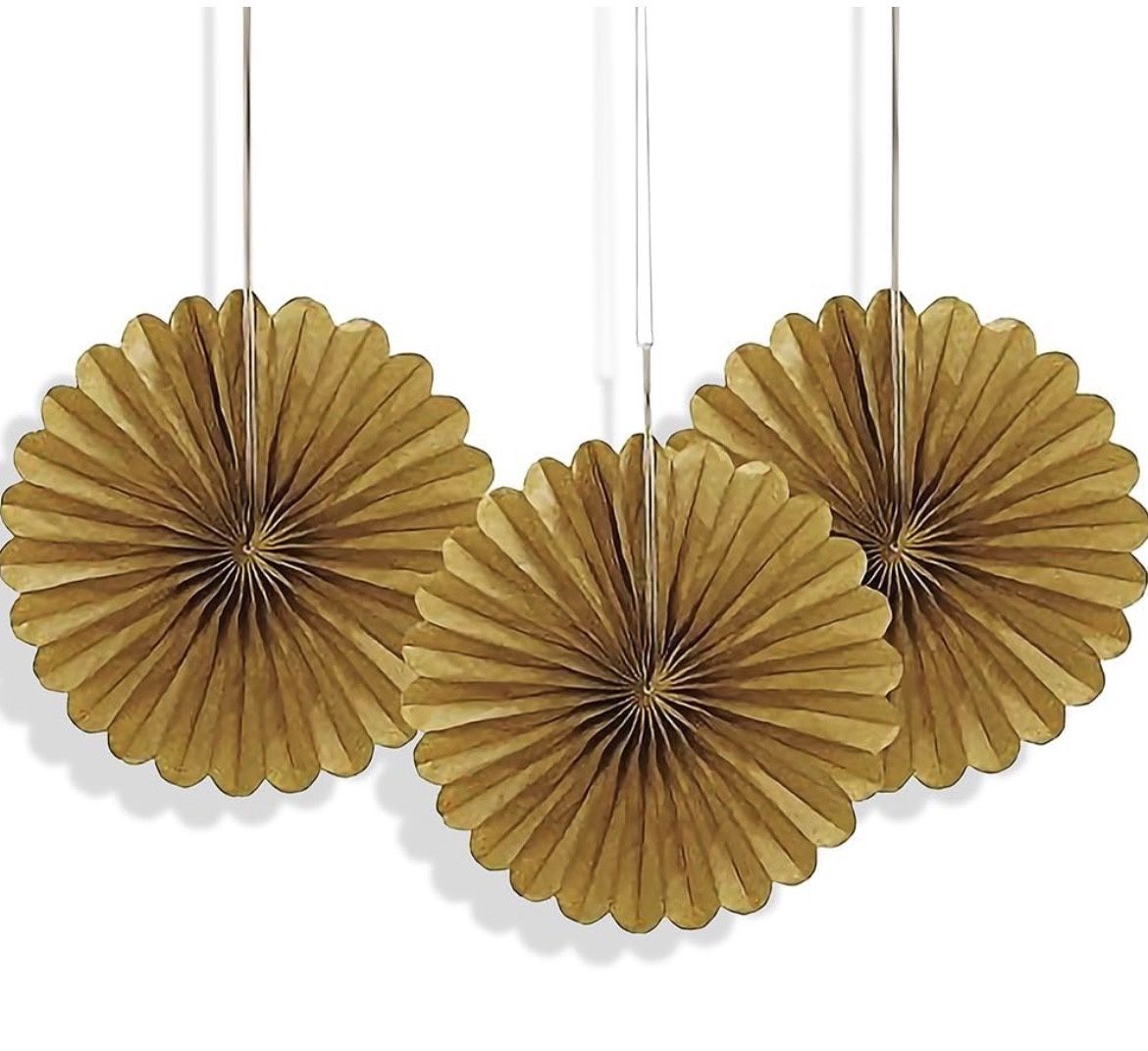 Solid Gold Hanging Tissue Paper Fans